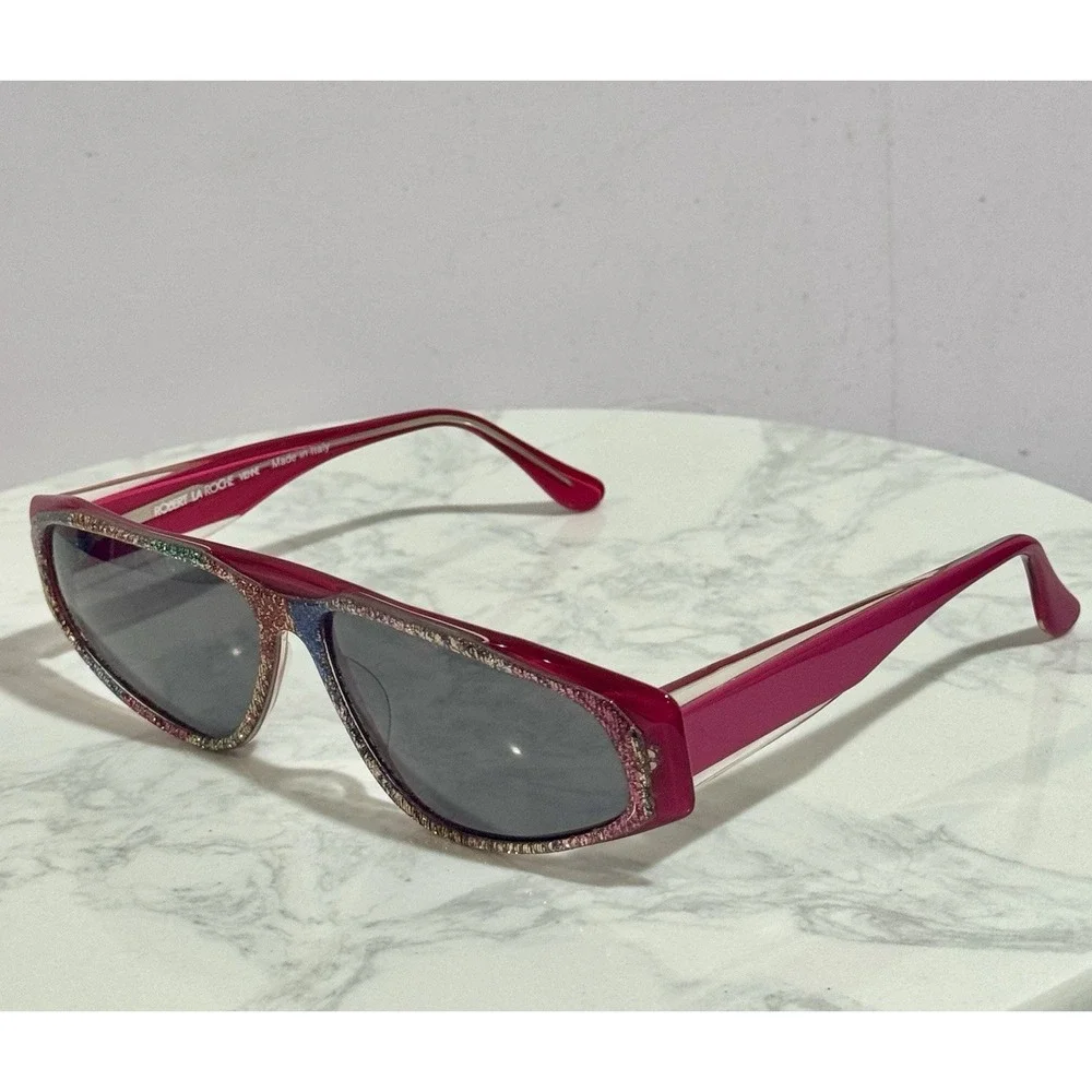 Robert La Roche Vienne Vintage Sunglasses Mod S-48 Rainbow Glitter‎ Pink Italy